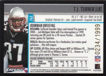 2001 Bowman Chrome #243 T.J. Turner Back