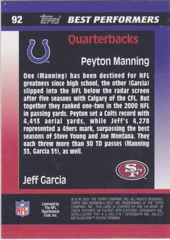 2001 Bowman's Best #92 Peyton Manning / Jeff Garcia Back