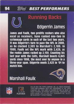 2001 Bowman's Best #94 Edgerrin James / Marshall Faulk Back