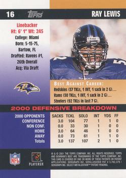 2001 Bowman's Best #16 Ray Lewis Back
