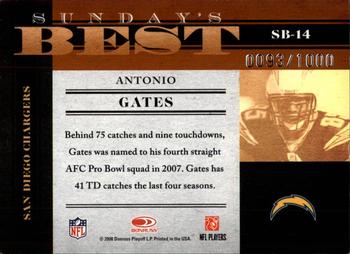 2008 Donruss Classics - Sunday's Best #SB-14 Antonio Gates Back