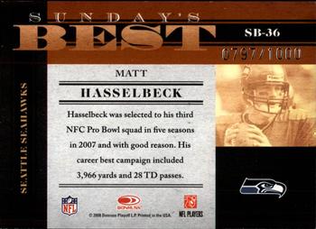 2008 Donruss Classics - Sunday's Best #SB-36 Matt Hasselbeck Back