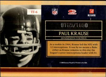 2008 Donruss Classics - Timeless Treasures #TT-6 Paul Krause Back