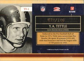 2008 Donruss Classics - Timeless Treasures Gold #1 Y.A. Tittle Back