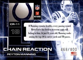 2008 Donruss Elite - Chain Reaction Gold #CR-11 Peyton Manning Back