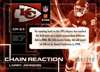 2008 Donruss Elite - Chain Reaction Red #CR-23 Larry Johnson Back