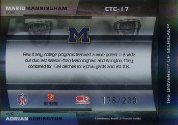 2008 Donruss Elite - College Ties Combos Black #CTC-17 Mario Manningham / Adrian Arrington Back