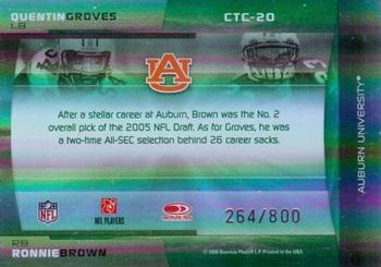 2008 Donruss Elite - College Ties Combos Green #CTC-20 Quentin Groves / Ronnie Brown Back