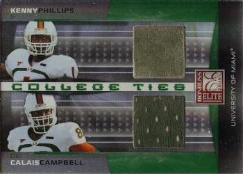 2008 Donruss Elite - College Ties Combos Jerseys #CTC-8 Kenny Phillips / Calais Campbell Front