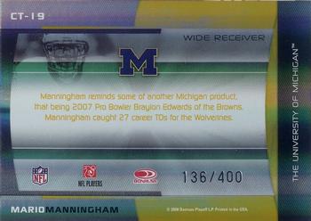 2008 Donruss Elite - College Ties Gold #CT-19 Mario Manningham Back