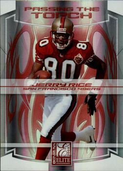 2008 Donruss Elite - Passing the Torch Red #PT-14 Jerry Rice / Calvin Johnson Front
