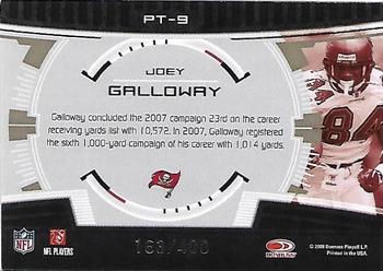 2008 Donruss Elite - Prime Targets Black #PT-9 Joey Galloway Back