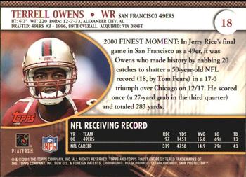 2001 Finest #18 Terrell Owens Back