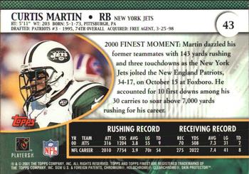 2001 Finest #43 Curtis Martin Back