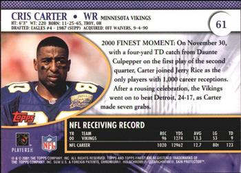 2001 Finest #61 Cris Carter Back
