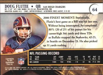 2001 Finest #64 Doug Flutie Back