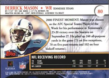 2001 Finest #80 Derrick Mason Back