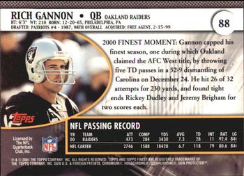 2001 Finest #88 Rich Gannon Back