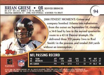 2001 Finest #94 Brian Griese Back