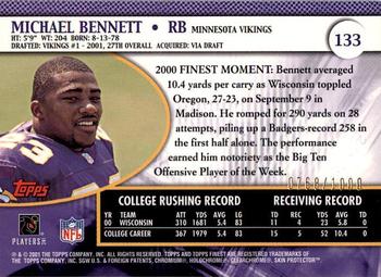 2001 Finest #133 Michael Bennett Back