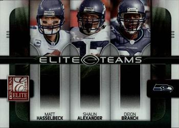 2008 Donruss Elite - Elite Teams Black #ET-19 Matt Hasselbeck / Shaun Alexander / Deion Branch  Front