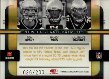 2008 Donruss Elite - Elite Teams Gold #ET-2 Tom Brady / Randy Moss / Laurence Maroney Back