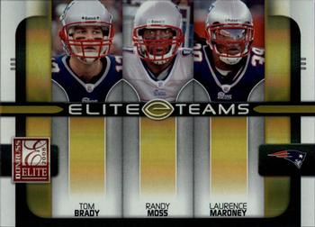 2008 Donruss Elite - Elite Teams Gold #ET-2 Tom Brady / Randy Moss / Laurence Maroney Front