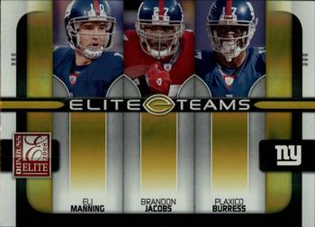 2008 Donruss Elite - Elite Teams Gold #ET-10 Eli Manning / Brandon Jacobs / Plaxico Burress Front