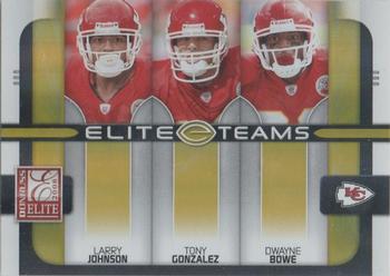2008 Donruss Elite - Elite Teams Gold #ET-14 Larry Johnson / Tony Gonzalez / Dwayne Bowe Front