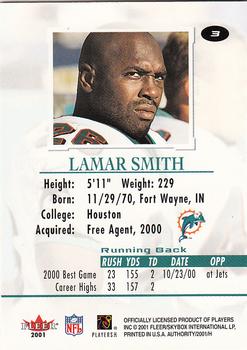 2001 Fleer Authority #3 Lamar Smith Back
