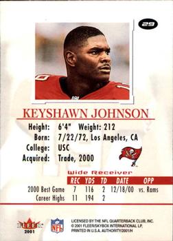 2001 Fleer Authority #29 Keyshawn Johnson Back