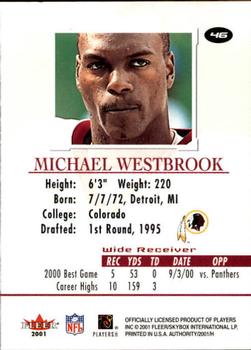 2001 Fleer Authority #46 Michael Westbrook Back