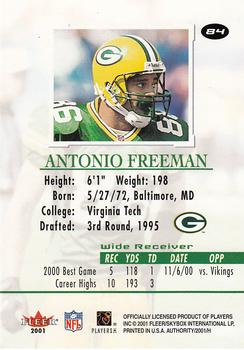 2001 Fleer Authority #84 Antonio Freeman Back