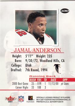 2001 Fleer Authority #100 Jamal Anderson Back