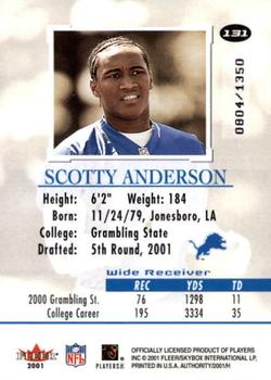 2001 Fleer Authority #131 Scotty Anderson Back