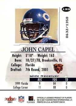 2001 Fleer Authority #133 John Capel Back