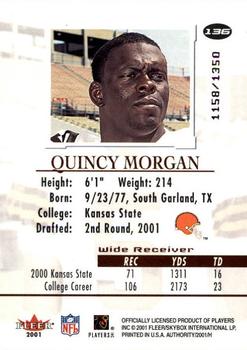 2001 Fleer Authority #136 Quincy Morgan Back