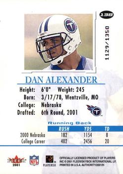 2001 Fleer Authority #138 Dan Alexander Back