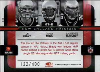 2008 Donruss Elite - Elite Teams Red #ET-2 Tom Brady / Randy Moss / Laurence Maroney Back