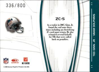 2008 Donruss Elite - Zoning Commission Gold #ZC-5 Ted Ginn Jr. Back
