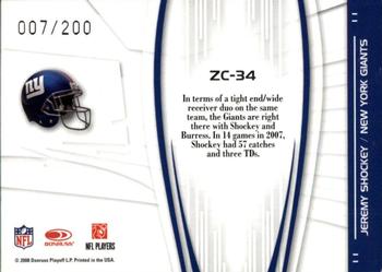 2008 Donruss Elite - Zoning Commission Red #ZC-34 Jeremy Shockey Back