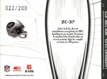 2008 Donruss Elite - Zoning Commission Red #ZC-37 Laveranues Coles Back