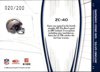 2008 Donruss Elite - Zoning Commission Red #ZC-40 Antonio Gates Back