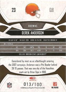 2008 Donruss Gridiron Gear - Gold Holofoil O's #23 Derek Anderson Back
