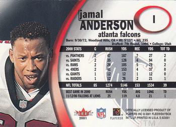 2001 Fleer E-X #1 Jamal Anderson Back
