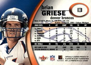 2001 Fleer E-X #13 Brian Griese Back
