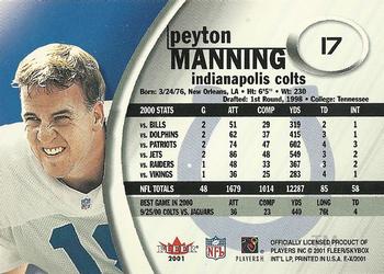 2001 Fleer E-X #17 Peyton Manning Back
