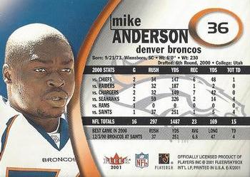 2001 Fleer E-X #36 Mike Anderson Back