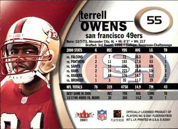 2001 Fleer E-X #55 Terrell Owens Back