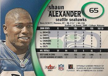 2001 Fleer E-X #65 Shaun Alexander Back